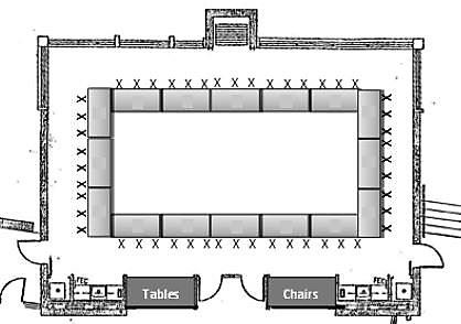 Event Map Rectangle Tables in Hollow Square Seating 48 Guests