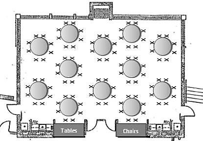 Event Map of Round Tables Seating 96 Guests